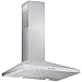 CAVALIERE Range Hood Wall Mount Stainless Steel 400 CFM Ducted Exhaust Vent, 3 Speed Fan & Push Button Control Panel SV168B2 30