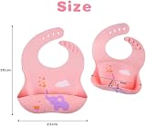Vicloon 2 x Silicone Baby Bibs Soft Feeding Bibs with Crumb Catcher Pink Green view 2
