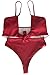 LEISUP Woman's Spaghetti Straps Cut Out High Leg Bikini One Piece Bathing Suit Wine M