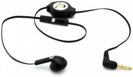 Fonus Black Retractable 3.5mm Mono Handsfree Headset Earphone Single Earbud with Microphone for iPhone 5S, 5C, 5, 5G - iPhone 4S 4 3GS (AT&T, T-Mobile, Alltel, Boost, Virgin Mobile, Sprint, Verizon, Net10, Straight Talk, Cricket, US Cellular)