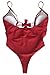 LEISUP Woman's Spaghetti Straps Cut Out High Leg Bikini One Piece Bathing Suit Wine M