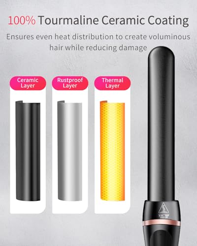 5 in 1 Hair Curler,Hair Curler with Wave,Instant Heating Curling Iron with Interchangeable Ceramic Barrels(9mm-32mm), Dual Voltage Birthday Gifts for Women