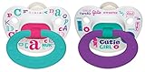 NUK Baby Talk Puller Pacifier, 0-6 Months, Aqua/Purple