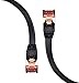 IBRA Ethernet Gigabit LAN Network Cable Supports Advanced CAT 7/6 / 5e / 5 High Speed RJ45 Patch Cord | STP 10/100/1000Mbit/s Gold Plated Lead for Switch/Router/Modem - 6ft/2M Flat Black