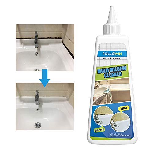 FOLLOWIN Mold & Mildew Remover Gel Miracle Household Cleaner Caulk Wall Bathroom Shower Mold Stain Cleaner Fast Acting & Odor Free -16 oz