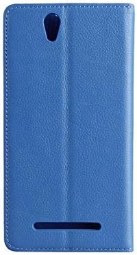 HYAIT SONY C3 Premium Luxury Handmade Executive Flip Litchi Patterns Leather Case Cover For XPERIA C3 - BLUE