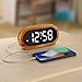 USCCE Home Small Digital Alarm Clock - 0-100% Dimmer, Easy to Set, Adjustable Alarm Volume with 5 Alarm Sounds, USB Charger, Snooze, 12/24Hr, Compact Clock for Bedrooms, Bedside, Desk(Wood Grain)
