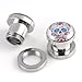 PiercingJ 0G Gauge Stainless Steel Flower Skull Screw Barbells Ear Plug Stretcher