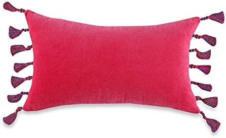 Anthology Happy Indigo Oblong Throw Pillow in Pink | Laid-Back Bohemian Style | 100% Cotton Cover