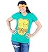 Teenage Mutant Ninja Turtles TMNT Michelangelo Costume Juniors Green T-shirt with Orange Eye Mask (Juniors Large)