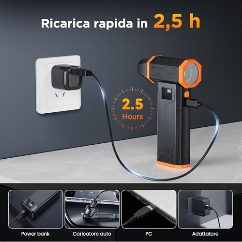 VIWAVE Compressed Air Spray Electric 150000RPM, 3 Speed Battery Blower Cleaning Kit for PC, Portable Compressed Air Duster with LED, Mini Compressed Air for PC Keyboard Car Sofa