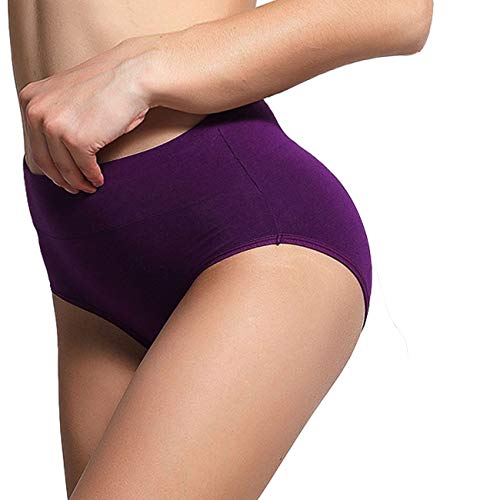 ASIMOON Women’s Cotton Underwear 5 Pack Mid Waist Briefs Breathable Soft Ladies Stretch Panties Underpants