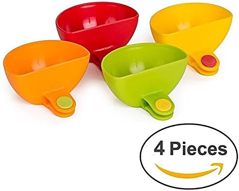 Colorful Dip Clip Multi-Pack (4 Pieces) for Various Side Dish Condiments - 3.2’’x3’’x3.2’’ - Multi Purpose Clip-On Bowls Suitable For Ketchup, Salsa, Salt, Herbs