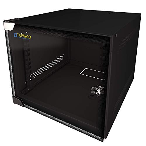 Portable 10" Network Cabinet 4U -Tupavco TP1524- SOHO Floor/Wall Mount Compact Ten Inch Half-Rack -IT Electronics CCTV Media Networking Equipment Server Rackmount Enclosure -Glass Door Secured Lock