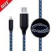 Lightning Cable, MKDGO Flat Visible Flowing LED Flash Light Up EL Charging Cable Sync Charging Cable Cord for iPhone X/8/7/7 Plus/6s/6s Plus/6/6 Plus/5s/5c/5/iPad/iPod(3Ft, Blue)
