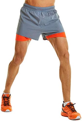 Leevy Men's Lightweight Pace Running Shorts Outdoor Marathon Quick Dry 2 in 1 Shorts Zip Pocket