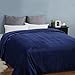 EASELAND Soft Queen Size Blanket Warm Fuzzy Microplush Lightweight Thermal Fleece Blankets for Couch Bed Sofa,90x90 Inches,Dark Blue