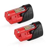 2500mAh 12V Replacement for Milwaukee M12 Battery XC 48-11-2410 48-11-2420 48-11-2411 Cordless Tools Batteries - 2 Pack