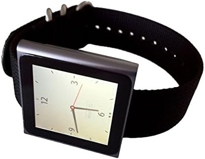 Black Apple iPod Nano Watch Band - Nylon Strap for High Tech Wristwatch - SS Hardware