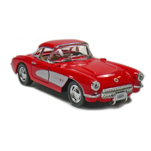 Set of 4: 5" 1957 Chevy Corvette 1:34 Scale (Black/Blue/Red/White) by Kinsmart