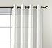 MIUCO Moroccan Embroidery Semi Sheer Curtains Faux Linen Grommet Curtains for Bedroom 52 x 63 Inch 2 Panels, Off White