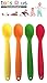 Tots R Us 4 Pack Soft Baby Weaning Spoons. Easy Grip Silicone Bendable Tips. Supports Baby Led Weaning Self Feeding, Encourages Independent baby and toddler feeding