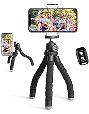 Phone Tripod Stand, Portable Cellphone Camera Tripod with Bluetooth Remote, Compatible with iPhone and Android Phone, Great for Selfies/Vlogging/Streaming