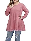 Women's Flowy Plus Size Tunic Shirts Long Loose Fit Tops for Leggings (Red, 3X)