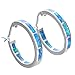 Bamos Jewelry 19 MM Artificial Blue Opal White Gold Christmas Best Friend Party Girls and Womens Hoop Stud Earrings