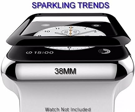 Sparkling Trends® Apple Watch 38mm [Full Glue] (Series 3/2/1 Compatible) Tempered Glass Screen Protector 3D Curved Edge 9H Hardness for Apple Watch [38mm] - Black