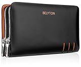 Genuine Leather Clutch Wallets Wirstlet Hand Bag with Removable Strap(Black, Brown)