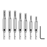 Self Centering Drill Bit with Hex Key 8 Pack, Hinge Set Tools Hole Alignment Bits 5/64'' 7/64'' 9/64'' 11/64'' 13/64'' 5mm 1/4'' for Woodworking Steel Metal