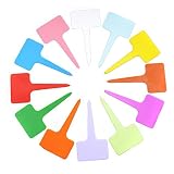 BeautyMood New 120PCS Plastic Waterproof Plant Nursery Garden Labels T-type Tags Markers Plant Stakes Re-Usable Plant Labels, 12 Colors