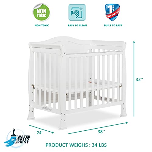 Dream On Me Addison 4In1 Convertible Mini Crib In White, Greenguard