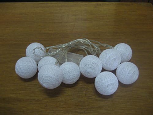 Hzenya Cotton Ball (Globe)Fairy String light , 10 Warm White LEDs, Battery Operated, Home D¨¦cor, Party, Holiday Lights,(White)