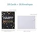 Unomor Happy Birthday Cards with Gold Embellishments Design and 26 Envelopes Birthday Greeting Cards Assorted - 18 Birthday Wishes Printed