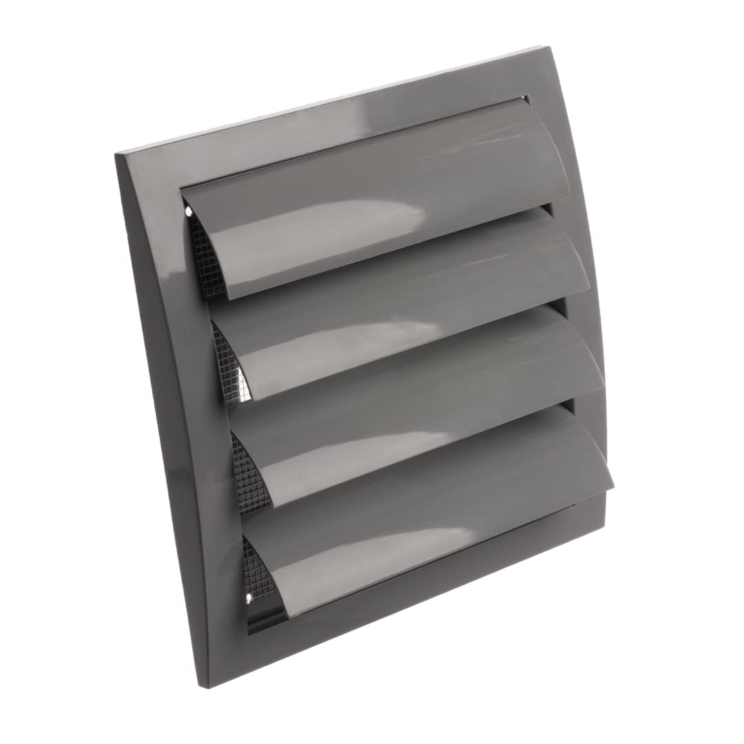 Ø 125mm / 5 inch Gravity Grille - Ducting Air Vent with Round Spigot and Non-Return Gravity Shutters - ABS Plastic Grey