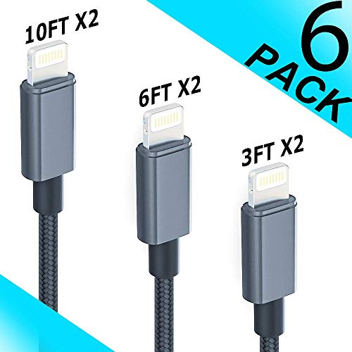 image for TicTacT iPhone Charger MFi Certified Lightning Cable 6 Pack [3/3/6/6/1