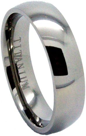 Blue Chip Unlimited 6mm Domed Classic Titanium Wedding Band (Available in Sizes 4-16)