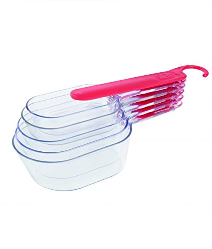 Zyliss Measuring Cup Set of 5 with Scraper, Permanent Measurements, Non-slip Handles and Snap-fit Storage