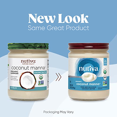 Nutiva Organic Coconut Manna Puréed Coconut Butter, 15 Oz (Pack of 2