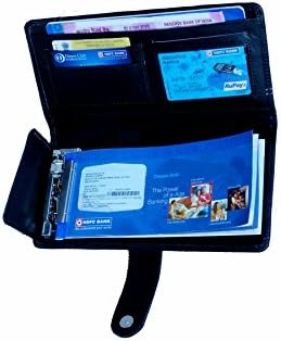 Synthetic Leather Magnetic Closure Cheque Book Holder (Black)