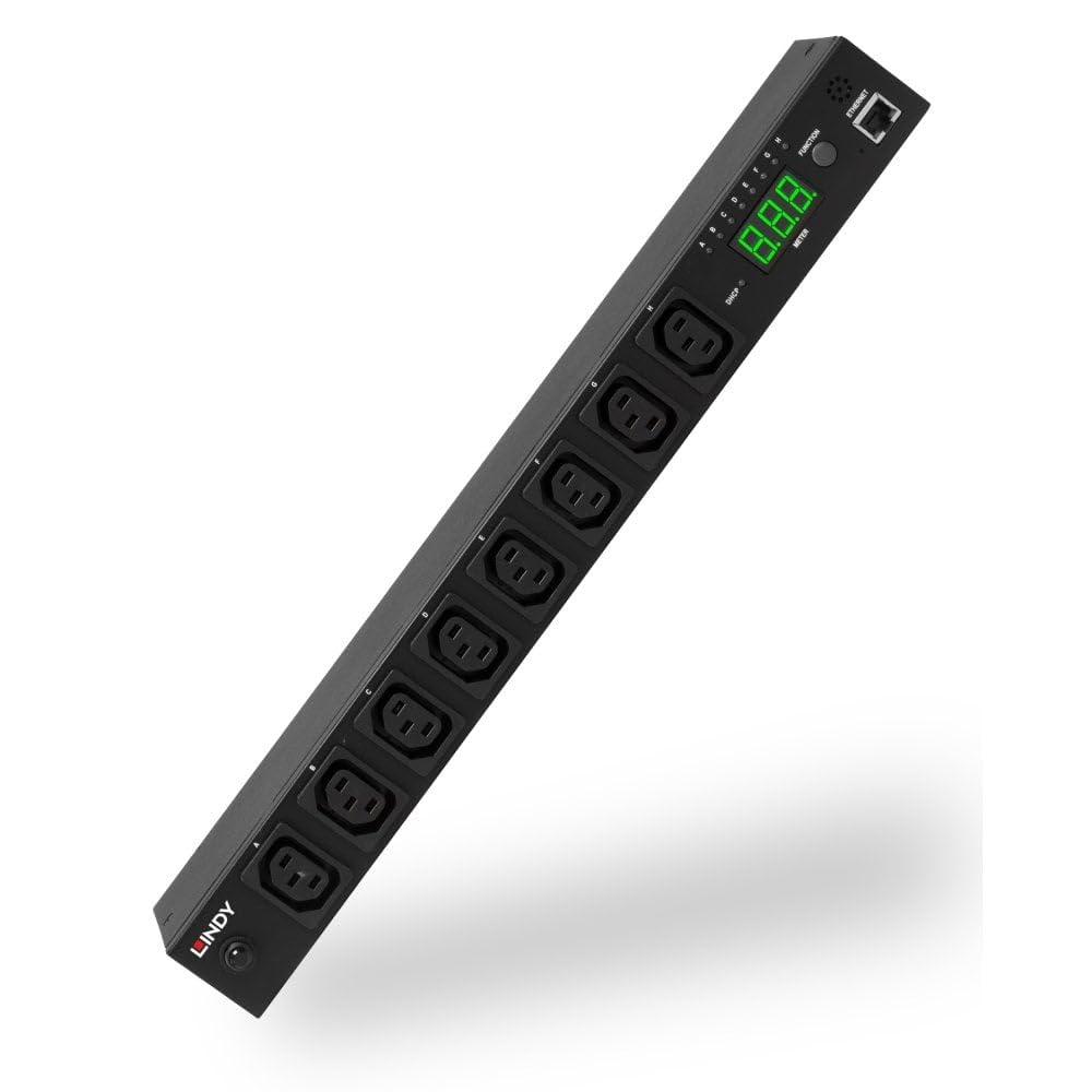 Lindy IPower Switch Classic 8, Worldwide Remote Power Management of 8 Devices, Servers, Workstations, Hubs, AV Equipment, 16A or 13A, up to 3120W, Rackmounted, Pro Grade Metal Design