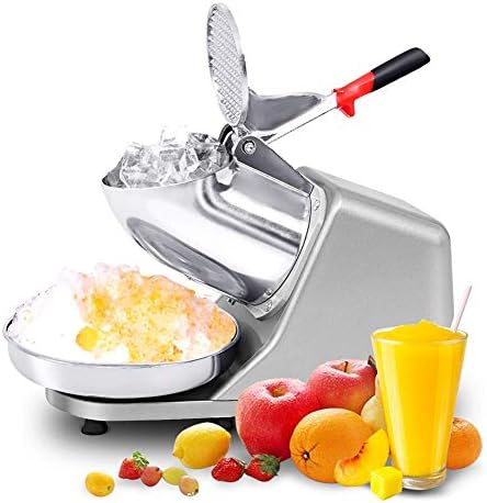 Electric Ice Crusher,Stainless Steel Snow Cone Maker,for Ice Cream Cold Drinks, Fruit Dessert and Cocktail, 65Kg/Hour for Household & Commercial Use