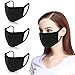 KISSBUTY 3 Pack Mouth Mask Teens Women Anti Dust Face Mask Cotton Mouth Mask, Black 3 Layers Cotton Face Mask for Cycling Camping Travel, Women or Teens 12 to 16 Years (3)