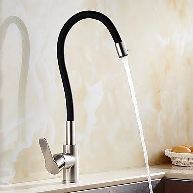 TY Brass Nickel Brushed Single Handle One Hole Rotatable Kitchen Sink Faucet , clover