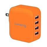 Lumsing 35W 7A 4-Port USB Wall Charger with Folding Plug Portable Travel Charger For iPhone 6 Plus, iPad, Samsung Galaxy S6 Edge(Orange)