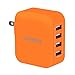 Lumsing 35W 7A 4-Port USB Wall Charger with Folding Plug Portable Travel Charger For iPhone 6 Plus, iPad, Samsung Galaxy S6 Edge(Orange)