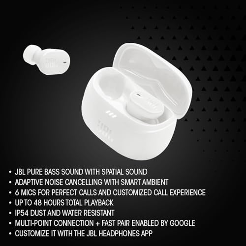 Tune Buds 2, Auriculares con Cancelación de Ruido, Negro