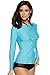 CharmLeaks Women Uv Sun Shirt Rash Guard Swimwear Long Sleeve Swim Shirt L Aqua